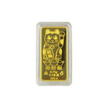 Jove gold 漾金飾 貓貓招財黃金條塊 - 0.2台錢(金重二分)