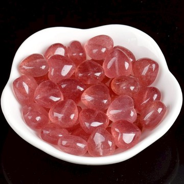 7a天然草莓晶心形散珠diy飾品手工串珠配飾粉晶愛心桃花隔珠單顆