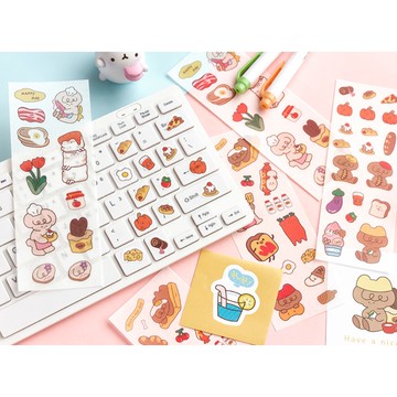 🍋檸檬青🍋清倉現貨可愛卡通米可的悠閒生活系列便簽紙貼紙卡片套裝4款35張入留言記事本手帳裝飾素材