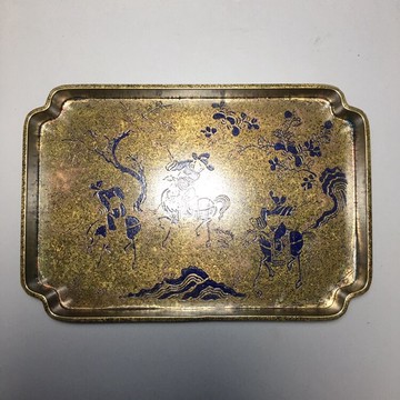 老古董收藏古玩農村老物件老銅器民國純銅黃銅花卉盤子果盤