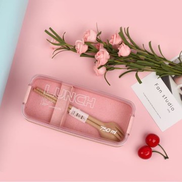 櫻彩多層學生便當盒小麥運動健身餐盒上班微波爐飯盒帶蓋便攜分格