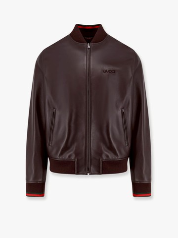 Leather jacket with Gucci embossed detail - GUCCI - gender_Man
