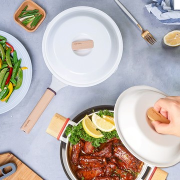 【Taste Plus】喬遷禮-新居落成 心想事成 抗菌白 奈米銀抗菌 不沾鍋 16cm奶鍋/20cm湯鍋-純淨白(悅味元素)