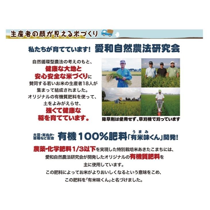 令和5年産 コシヒカリ 10kg （5kg×2袋） 白米 精米済 愛和自然農法研究会 減農薬 減化学肥料 秋田 送料無料