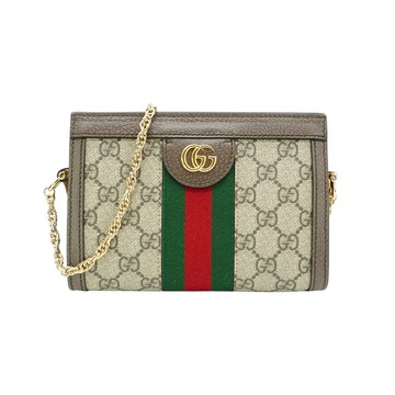 Gucci Ophidia GG帆布印花皮革飾邊磁釦手拿/斜背包-min(602676-烏木)