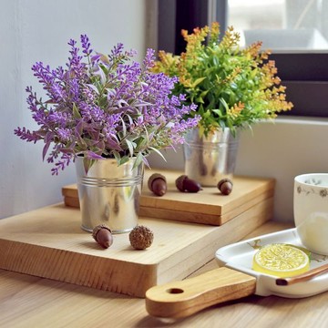 Meric Garden 紫色薰衣草 秋色薰衣草仿真迷你小盆栽_2色一組