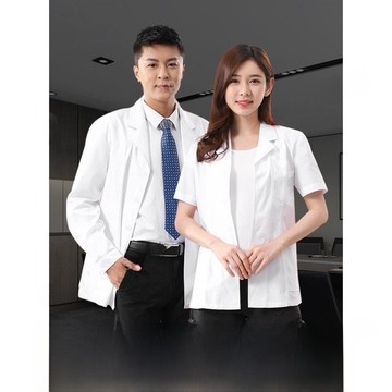 特惠 醫師袍 醫生服 工作服 實驗服 男女短袖白大褂白大褂短版醫生服男半身工作服護士夏季女長袖醫師服小