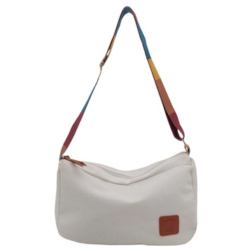 Sayaka 紗彌佳 日系 倉敷散策帆布 彩色背帶 單肩側背兩用包 TGB2204011-2  330 x 180 x 50mm  白色