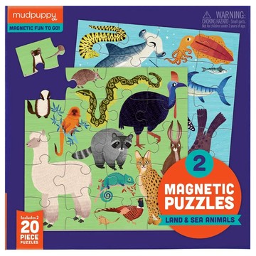 Mudpuppy磁性拼圖 動物世界 陸地和海洋動物  1盒  40片