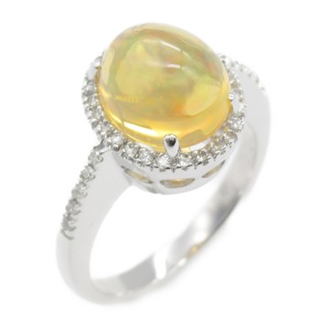 JEWELRY 無品牌珠寶 18K白金 墨西哥蛋白石 鑽石 戒指 #11.5 【二手名牌BRAND OFF】