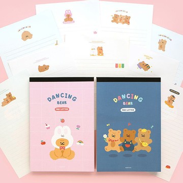 Pinkfoot 跳舞熊信紙本 2款套組  2冊  海軍藍  粉色