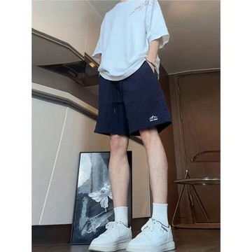 男士美式短褲男休閑外穿藏青色2025新款速干籃球運動跑步褲子男款