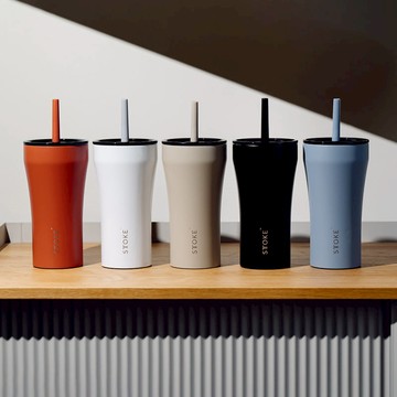 精品陶瓷吸管保溫杯 20oz/580ml ( 5色任選 ) 限量贈同色吸管套 沫霧藍