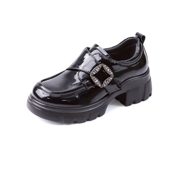 (限時⬊5折)GREEN PINE方鑽魔鬼氈厚底樂福鞋 黑色 (00385293)