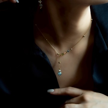 奧莎｜拉長石珍珠黃銅項鍊 N0030