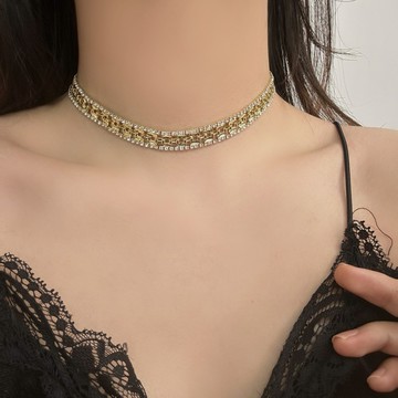 【台灣公司 可打統編】免運 港風復古冷淡風超閃水鉆項鏈女choker頸鏈小眾精致高級感鎖骨鏈潮 可開發票 全館五折 工廠現貨直銷 新品特價 z9211