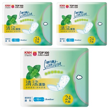康乃馨 清涼棉護墊  標準型 15cm  24片  3包
