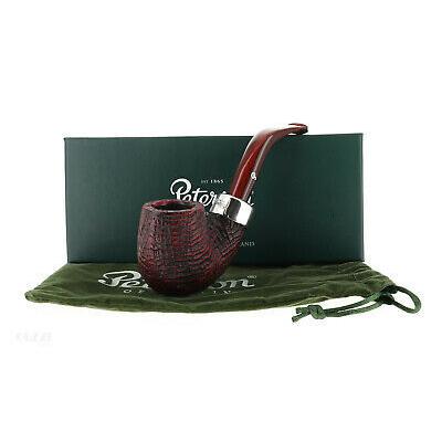 ピーターソン 喫煙用パイプ Pipe Peterson of Dublin KAPRIES red sandblasted bent billiard silver ring