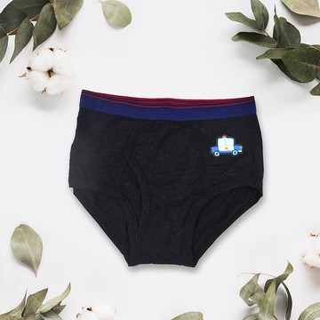 貝柔天絲棉舒膚平衡童男三角褲-貼布繡警車