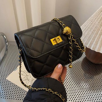 2024春季新款金球鏈條小方包女包香風單肩時尚女包潮流斜跨手機包