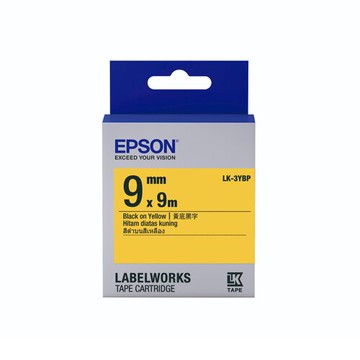 EPSON 粉彩系列 9mmx9M 黃底黑字標籤帶 / 盒 LK-3YBP｜領券最高折$220