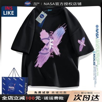 nasa聯名小惡魔t恤男女情侶裝2025新款短袖夏季寬松半袖純棉上衣