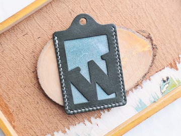 頭文字 W 字母證件套 好好縫 皮革材料包 卡片夾 名片夾 免費刻名