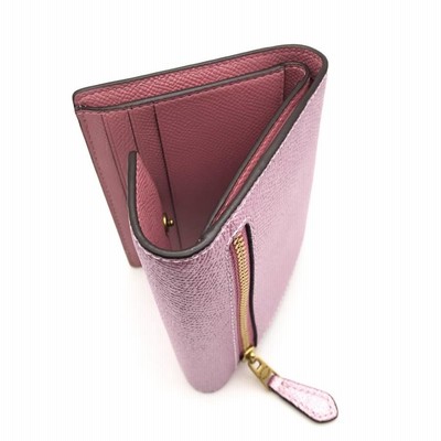 COACH 三つ折り財布 スモールウォレットメタリックピンク ミニ