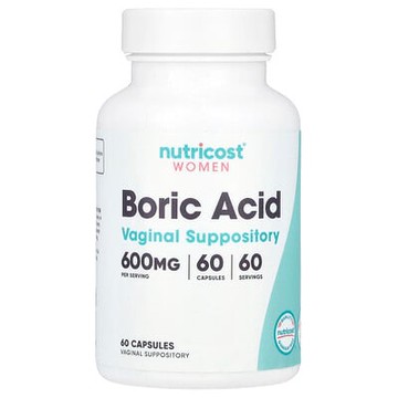 Nutricost, 女性，硼酸，女性私密部位栓劑，600 毫克，60 粒膠囊