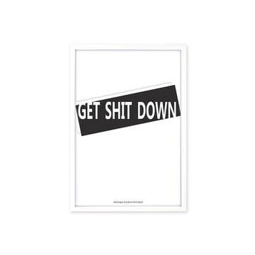 北歐風裝飾畫相框 Get Shit Down 時尚款 白色框 63x43cm 室設