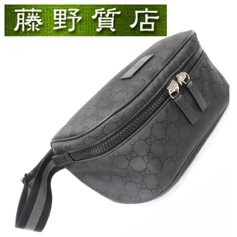 美品） グッチ GUCCI ウエストポーチ ボディバッグ GG ナイロン キャンバス 黒 509643 8034 | LINEブランドカタログ