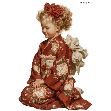 【12月新作4】07-114-0160 人物貼紙 和服復古