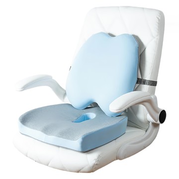 HONDONI 5D護腰記憶靠墊加坐墊  太空記憶棉  舒適久坐  天空藍  880g