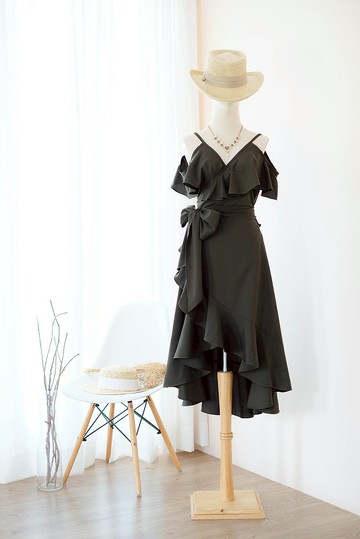 海藻綠連衣裙，適合參加派對或旅行，海灘度假連衣裙