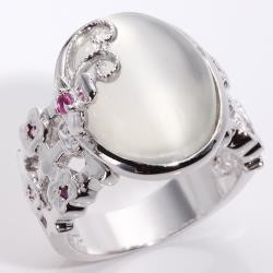 【寶石方塊】藏愛蝶舞天然貓眼月光石戒指-有貓眼效應-925純銀飾