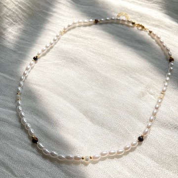 虎眼石串珠項鍊 珍珠項鍊 天然石項鍊