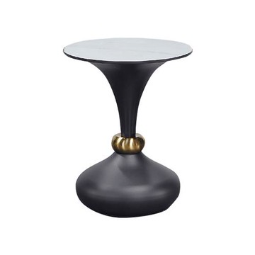 Boden-羅亞莉1.5尺岩板造型金屬圓形小茶几/圓几/邊几/邊桌/洽談桌