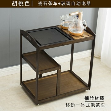 茶水櫃/移動茶台/移動茶幾 燒水壺一體小茶車烏金石茶盤茶具套裝全自動家用茶桌櫃子【CM19178】