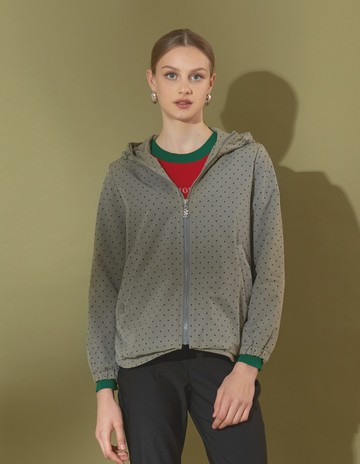 ★【喜芝梅】萬點星空 滿版圓點輕便連帽休閒外套(灰色；M-2L) 224130058