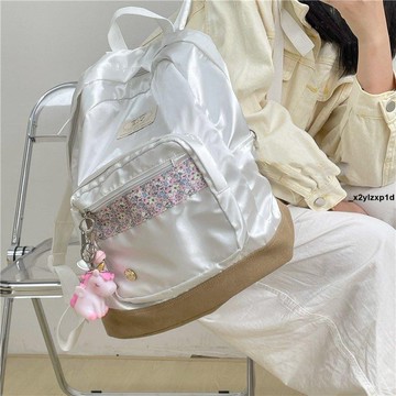 書包 後背包 雙肩包 一眼愛上 小眾設計碎花拼接雙肩包女大容量電腦背包學生寶藏書包