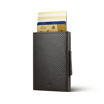 出國就帶它【OgonDesigns】Cascade Wallet RFID 法國安全防盜真皮三摺錢包 - Traforato Black 穿點黑 旅行 出國 出遊 安心