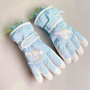 正版三麗鷗玉桂狗兒童男女滑雪手套冬季保暖防寒加絨厚玩雪防潑水