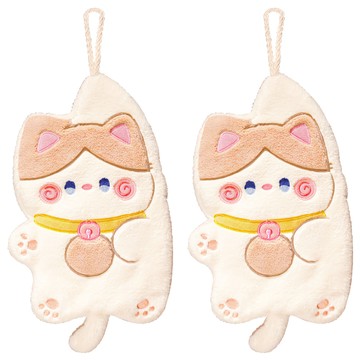 小麥購物 招財貓擦手巾 D143 36g  奶咖貓  1組