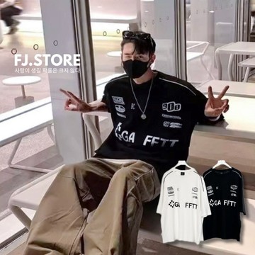 【FJstore】最後現貨 門市熱銷第一! 立體車邊賽車風 短T 短踢 寬鬆 落肩 圓領 短袖上衣 男生短袖 情侶 T恤