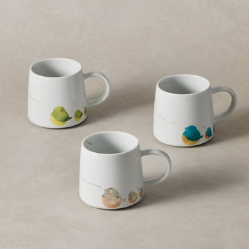 AWASAKA 美濃燒 - 雲染鳥語馬克杯 - 3件組(250ml)