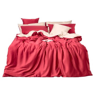 戀家小舖 素色天絲 永恆系列 楓葉紅  床包被套組含二件枕套  雙人特大
