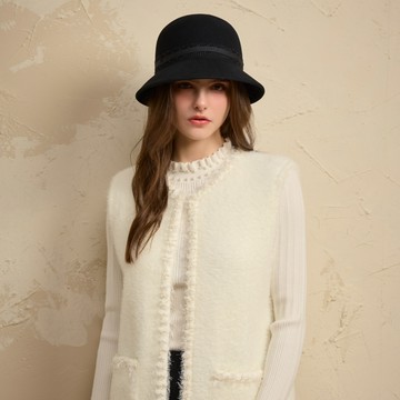 SO NICE 法式織帶羊毛漁夫帽