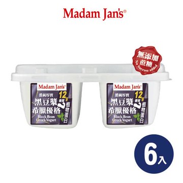 【Madam Jans】濃純厚實/無蔗糖-黑豆漿希臘優格180g  6入