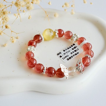 桃符丨收藏級星光鴿血紅草莓晶金鋰雲母維納斯金髮晶原創設計手鍊