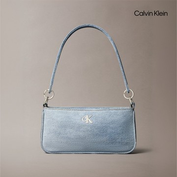 【Calvin Klein】 CK 牛仔單肩包 藍色